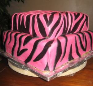 Pink and Black Zebra striped Birthday Cake