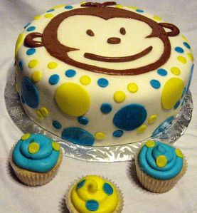"Mod Monkey" 1st Birthday Cake