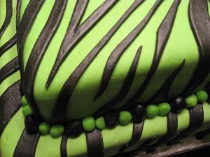 Neon Green and Black Zebra Striped Cake