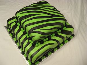 Neon Green and Black Striped Zebra Cake