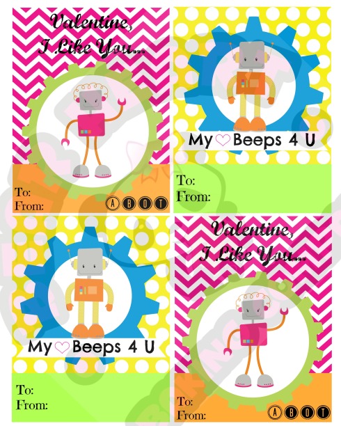 Robot Valentines Day Cards